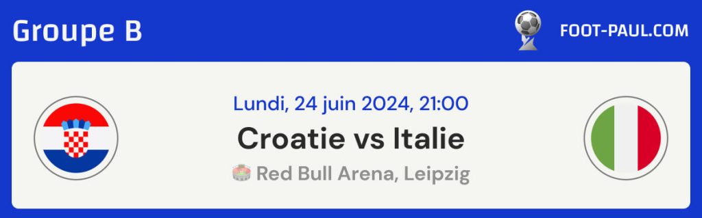 Informations sur le match Croatie vs Italie du groupe B de l'EURO 2024