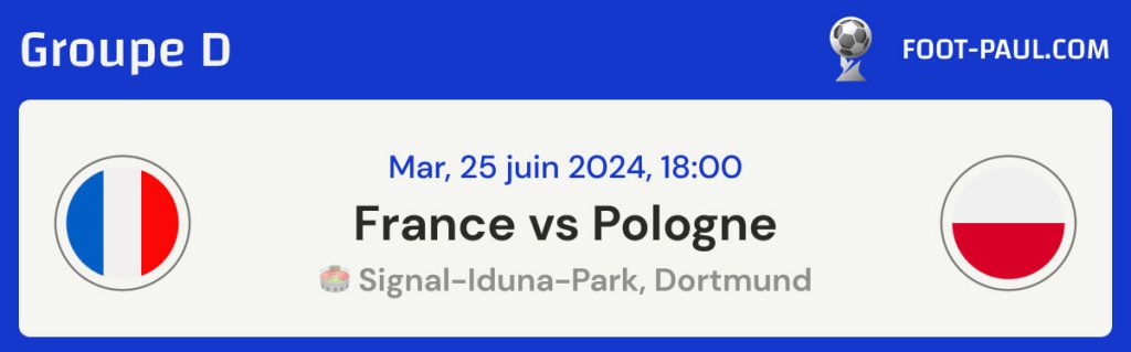 Informations sur le match France vs Pologne du groupe D de l'EURO 2024