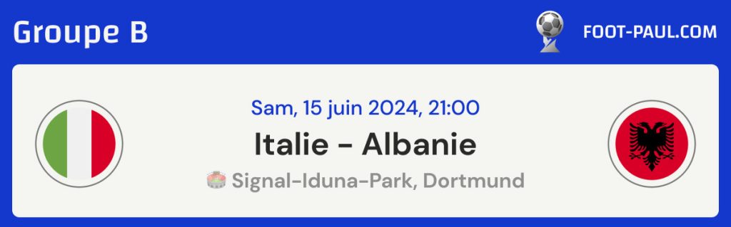 Informations sur le match Italie vs Albanie du groupe B de l'EURO 2024