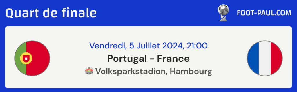 Informations sur le match Portugal vs France des quarts de finale de l'EURO 2024